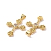 Cross with Flower Brass Micro Pave Cubic Zirconia Pendants KK-G435-06G-06-3