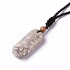 Dyed Natural Fossil Coral Rectangle Pendant Necklace with Nylon Cord for Women NJEW-C002-05-2