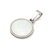 304 Stainless Steel Pave Natural White Shell Flat Round Charms STAS-S130-02P-2