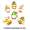 12Pcs 6 Styles Bees Theme Alloy Enamel Pandants FIND-FP0002-92-2
