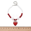Strawberry Brass Micro Pave Clear Cubic Zirconia Charm Bracelets BJEW-G740-04P-5