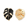 Ion Plating(IP) 304 Stainless Steel Leaf Stud Earrings EJEW-Z068-37G-01-3