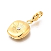 Flat Round 304 Stainless Steel Rhinestone Pendants Decoration STAS-R159-53G-04-2