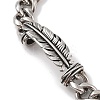 Ion Plating(IP) 304 Stainless Steel Feather Link Chain Bracelets for Men BJEW-B096-44AS-2