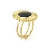 Oval 304 Stainless Steel Enamel Open Cuff Rings for Women LS-RJEW-G338-17G-02-4