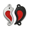 Spray Painted Alloy Couple Heart Connector Charms PALLOY-K018-02-3
