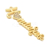 Brass Clear Cubic Zirconia Word Honduras Connector Charms KK-K293-40G-01-2