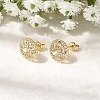 Ring with Tree of Life Pattern Brass Micro Pave Clear Cubic Zirconia Stud Earrings EJEW-G460-02G-1