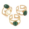 Oval Natural Malachite Finger Rings RJEW-Z057-11G-02-4