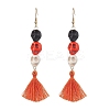 3 Pairs 3 Colors Halloween Skull Synthetic Dyed Turquoise Dangle Earrings EJEW-JE05883-3