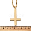 304 Stainless Steel Christian Upside Down Cross Pendant Box Chain Necklaces NJEW-NH0001-07G-4
