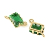 Brass Pave Cubic Zirconia Rectangle Connector Charms KK-P347-05G-03-3