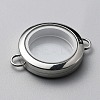 Flat Round 304 Stainless Steel Floating Lockets Connector Charms FIND-WH0032-57P-02-2