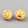 Giraffe Skin Print Wood European Beads WOOD-WH0029-126C-2