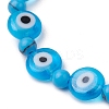 Mixed Gemstones Handmade Evil Eye Lampwork Beaded Stretch Bracelets BJEW-JB10208-4