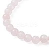 Natural Rose Quartz Round Beaded Stretch Bracelets BJEW-JB09727-03-4