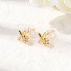 Brass Micro Pave Clear Cubic Zirconia Stud Earrings EJEW-C158-13A-G-2