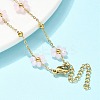304 Stainless Steel & Synthetic Stone Daisy Flower Chain Anklets for Women AJEW-B031-01G-02-3