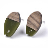 Opaque Resin & Walnut Wood Stud Earring Findings MAK-N032-010A-B02-2