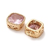 Brass Micro Pave Clear Cubic Zirconia Charms KK-B110-01G-04-2