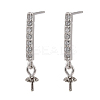 Anti-Tarnish Rhodium Plated 925 Sterling Silver Stud Earring Findings STER-L057-052P-1