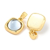 Brass & Resin Square Charms with Snap on Bails KK-P275-13G-2