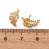Clear Cubic Zirconia Feather Stud Earrings EJEW-P196-15G-1-3