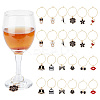 24Pcs 12 Style Alloy Enamel & Rhinestone & ABS Plastic Imitation Pearl Wine Glass Charms AJEW-AB00050-1