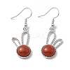 Natural Red Jasper Rabbit Dangle Earrings EJEW-A092-05P-13-1