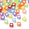 350Pcs 7 Colors Spray Painted Transparent Acrylic Beads OACR-FS0002-52-2