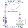 5Pcs 5 Style Natural Gemstone Pointed Dowsing Pendulums FIND-FH0007-82-2