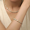 Natural Shoushan Stone & Freshwater Pearl & Brass Rondelle Beaded Necklaces & Beaded Bracelets Sets WG98AF4-01-2
