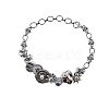 Sun Heat Button Stainless Steel & Acrylic & Plastic Imitation Pearl Choker Necklaces FS-WG98DB1-01-2