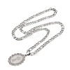 Oval with Virgin Pattern 201 Stainless Steel Pendant Necklaces for Men Women LS-NJEW-K283-22P-2