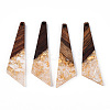 Transparent Resin & Walnut Wood Pendants RESI-N039-70-2