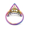 Ion Plating(IP) 304 Stainless Steel Triangle with Horse Eye Adjustable Ring for Women RJEW-M149-10RC-2