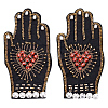 2Pcs Felt & Glass Rhinestone & Plastic Pearl Sew on Appliques PATC-MA0001-21-1