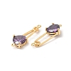 Heart Shaped Glass Connector Charms KK-B074-74G-03-2