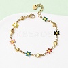 Flower & Heart 304 Stainless Steel Link Bracelets for Women BJEW-F524-06A-G-1