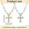 2Pcs 2 Colors Rhinestone Cross Fleury Pendant Necklace with Plastic Beaded Chains NJEW-AN0001-77-2
