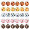 30Pcs 5 Style Basketball & Football & Baseball Pattern Resin Rhinestone Beads RESI-TA0001-77-1