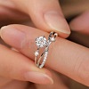 Retro Brass Micro Pave Clear Cubic Zirconia Finger Rings for Women FS-WG492FF-01-1