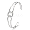 Non-Tarnish 304 Stainless Steel Hollow Rectangle Cuff Bangle for Women BJEW-D061-03P-2