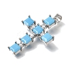 Brass Micro Pave Light Sky Blue Cubic Zirconia Pendants CU-CBAEEA8-20P-2