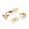 Brass Micro Pave Cubic Zirconia and Enamel Pendants KK-T074-67G-01-2