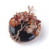 Natural Obsidian & Carnelian Big Pendants G-G771-B02-2
