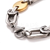 PVD Vacuum Plating 201 Stainless Steel Bean Link Chain Bracelets LS-STAS-E160-09GP-3