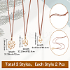 6Pcs 3 Styles Crystal Holder Cage Necklace MAK-SC0001-41G-2