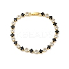 Brass Rhombus Cubic Zirconia Cup Chain Necklaces for Women NJEW-U033-01G-03-4