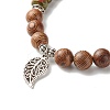 Reiki Natural Unakite & Wenge Wood Beads Stretch Bracelet BJEW-JB06896-05-4